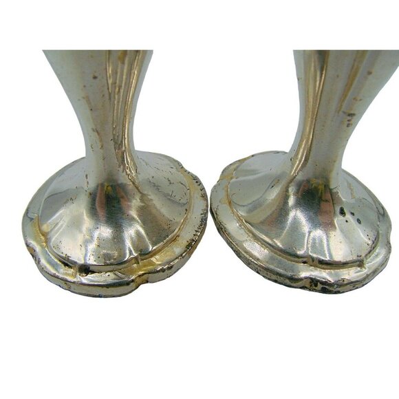 Salt and Pepper Shakers Silver Tone Made in USA #803 Regal MCM Glam Dinner Set 2 - Picture 8 of 12